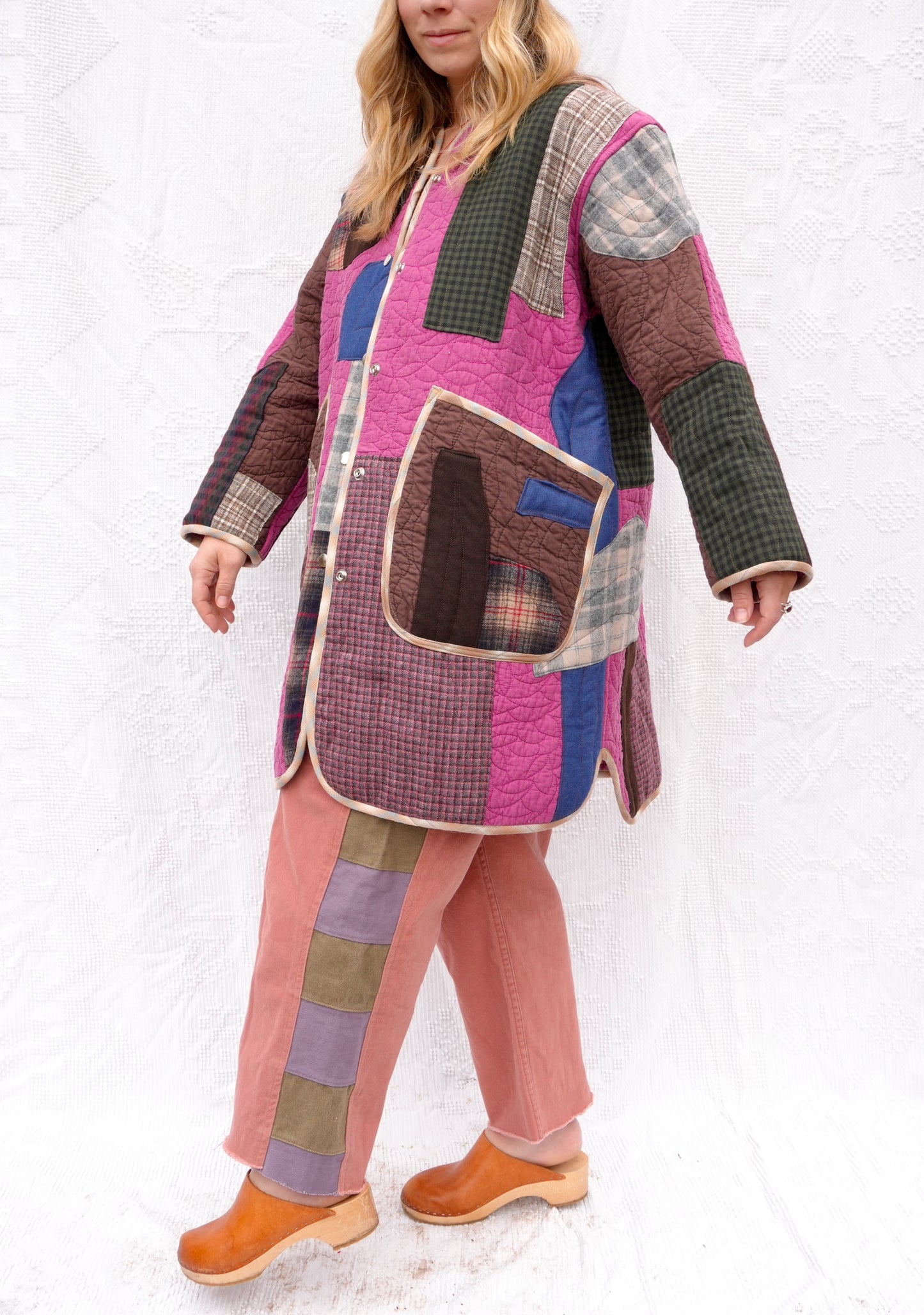 Colorblocked Long Liner Quilt Coat (M/L)