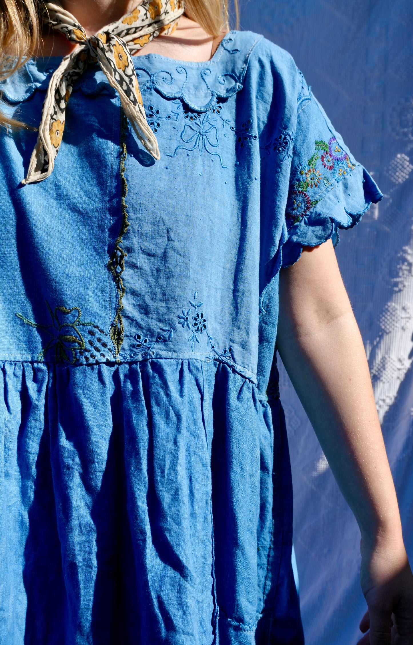 Vintage Linens Dress in Indigo Overdye #1