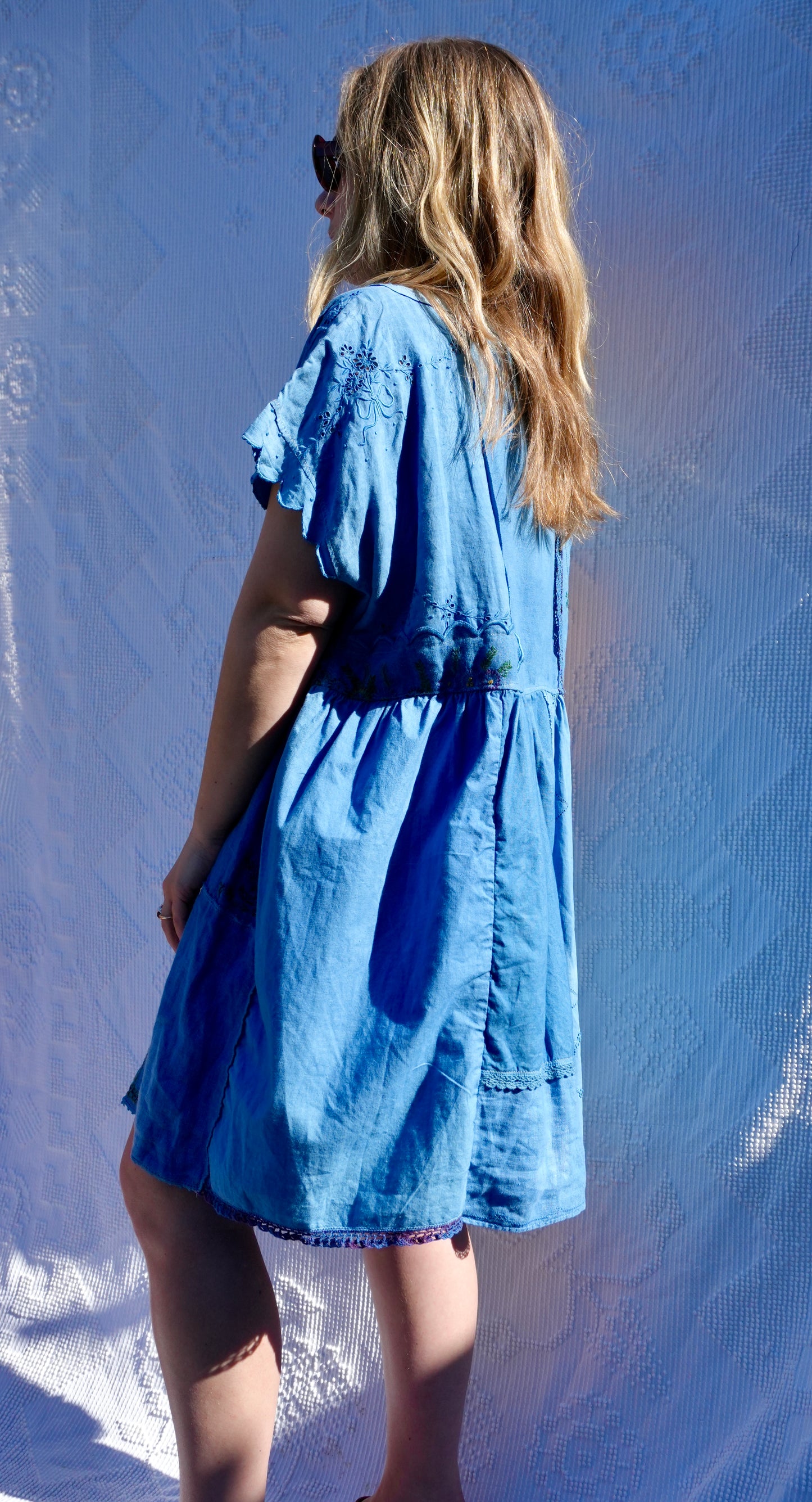 Vintage Linens Dress in Indigo Overdye #1