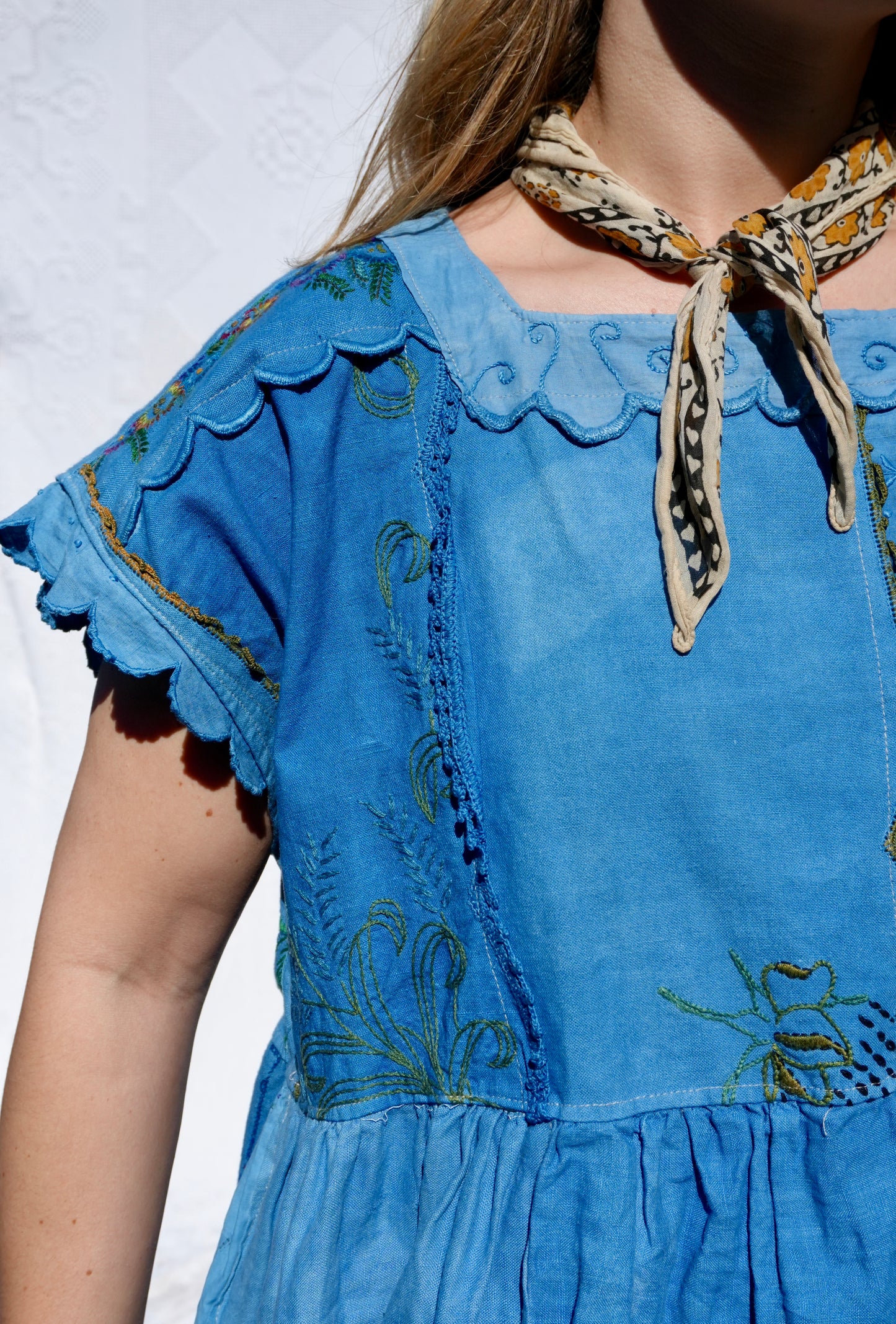 Vintage Linens Dress in Indigo Overdye #1