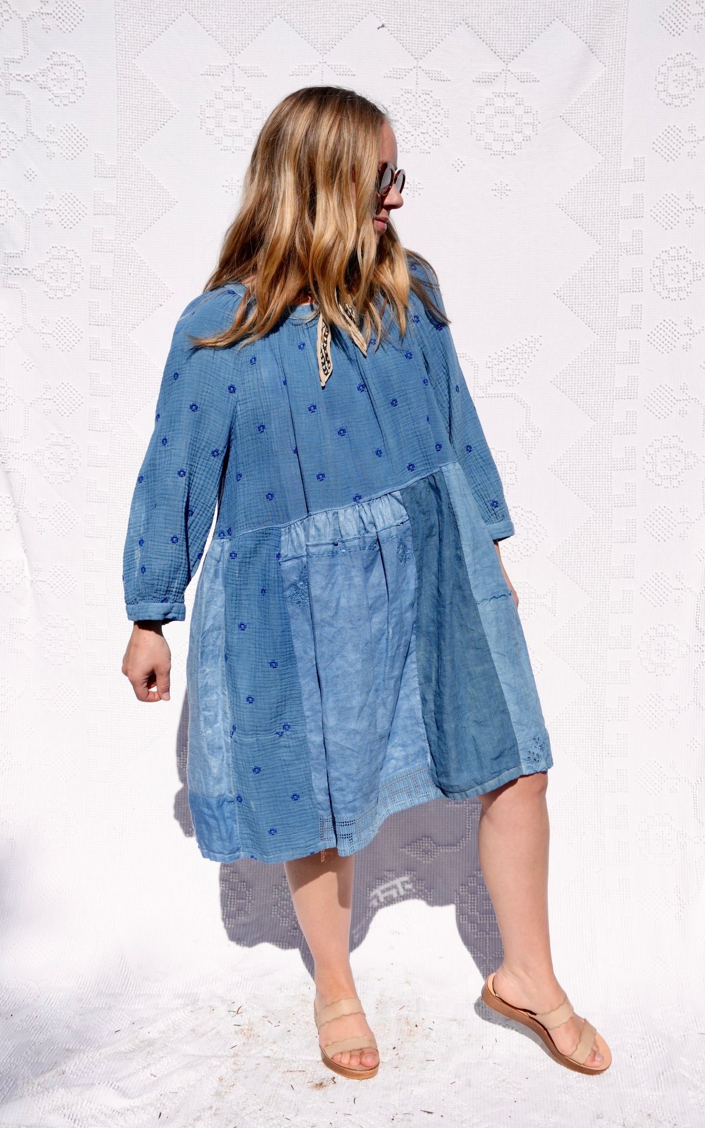 Vintage Linens Dress in Indigo Overdye #2