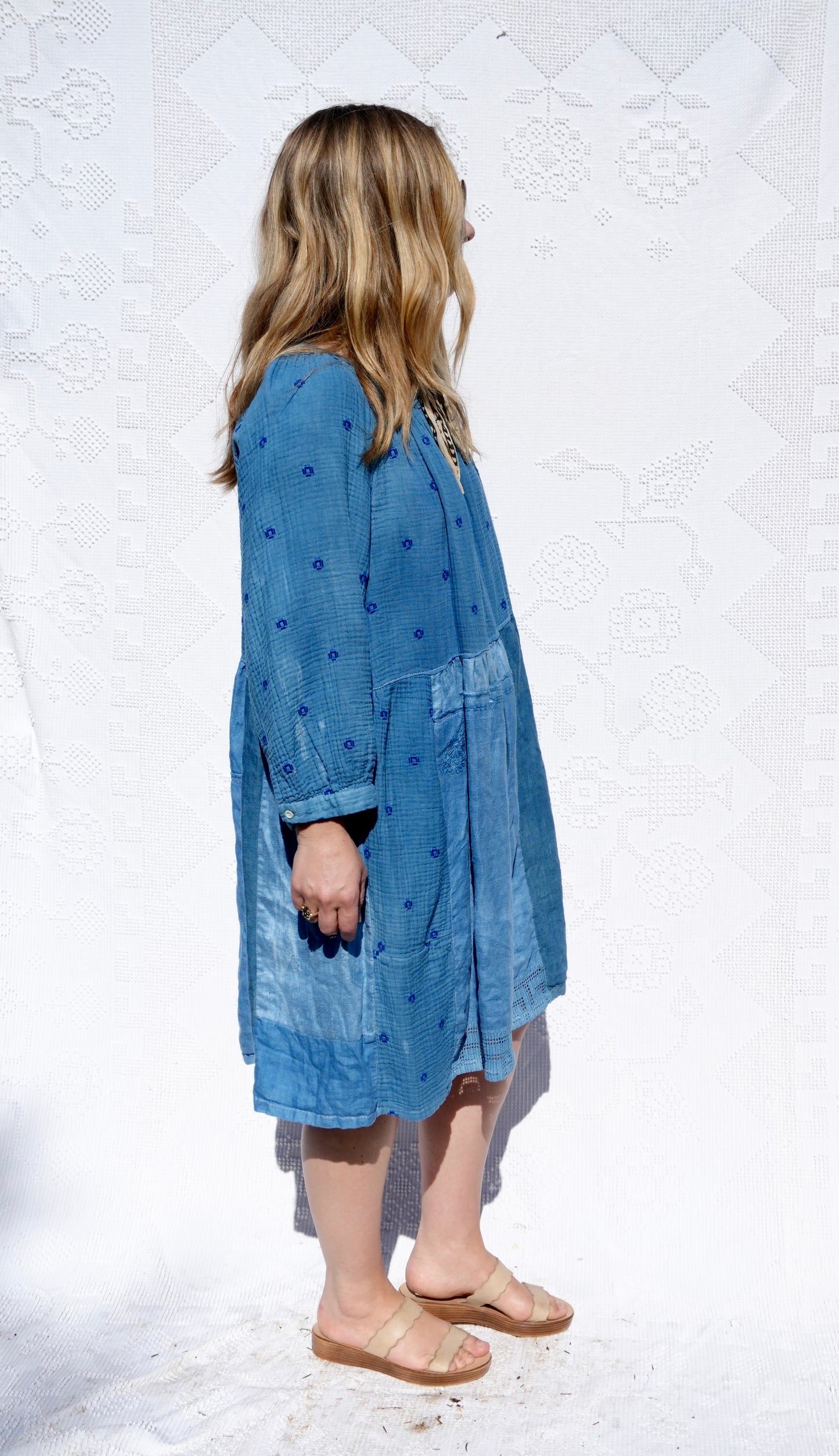 Vintage Linens Dress in Indigo Overdye #2