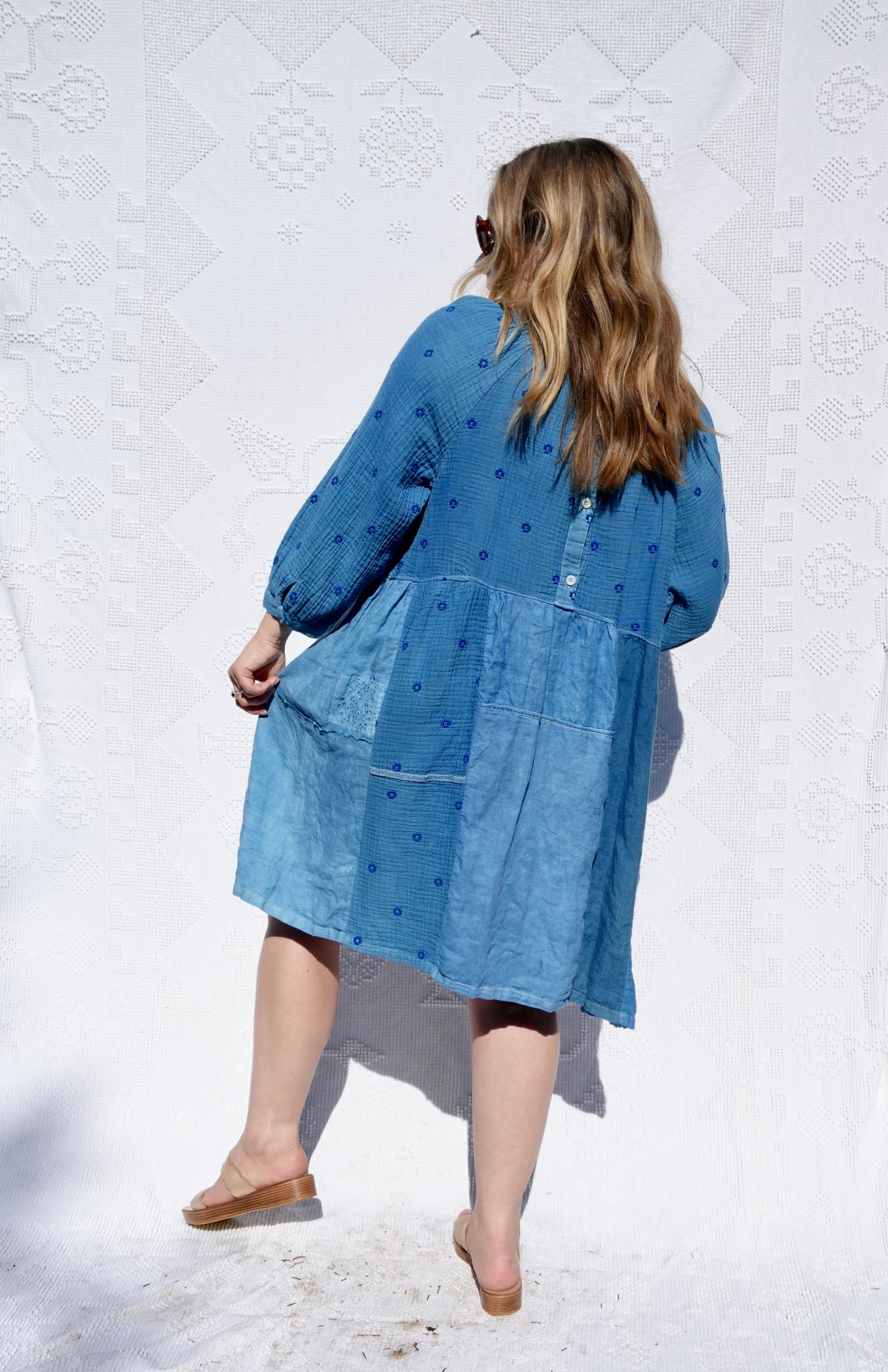 Vintage Linens Dress in Indigo Overdye #2