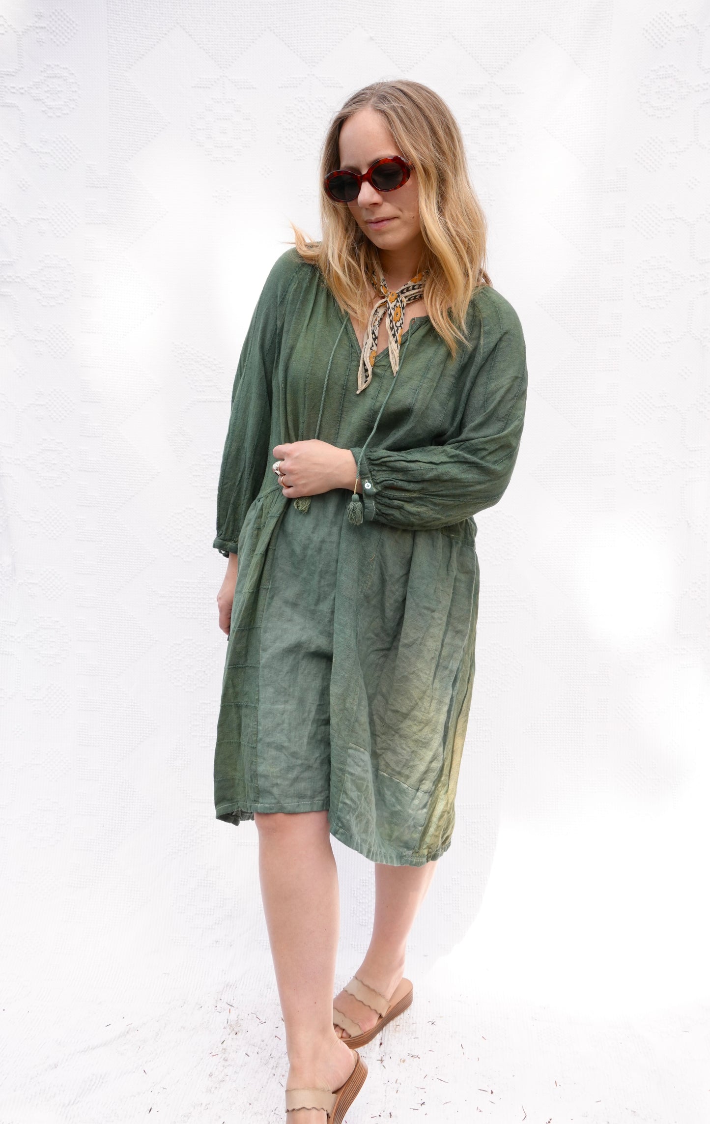 Vintage Linens Dress in Forest Overdye #3