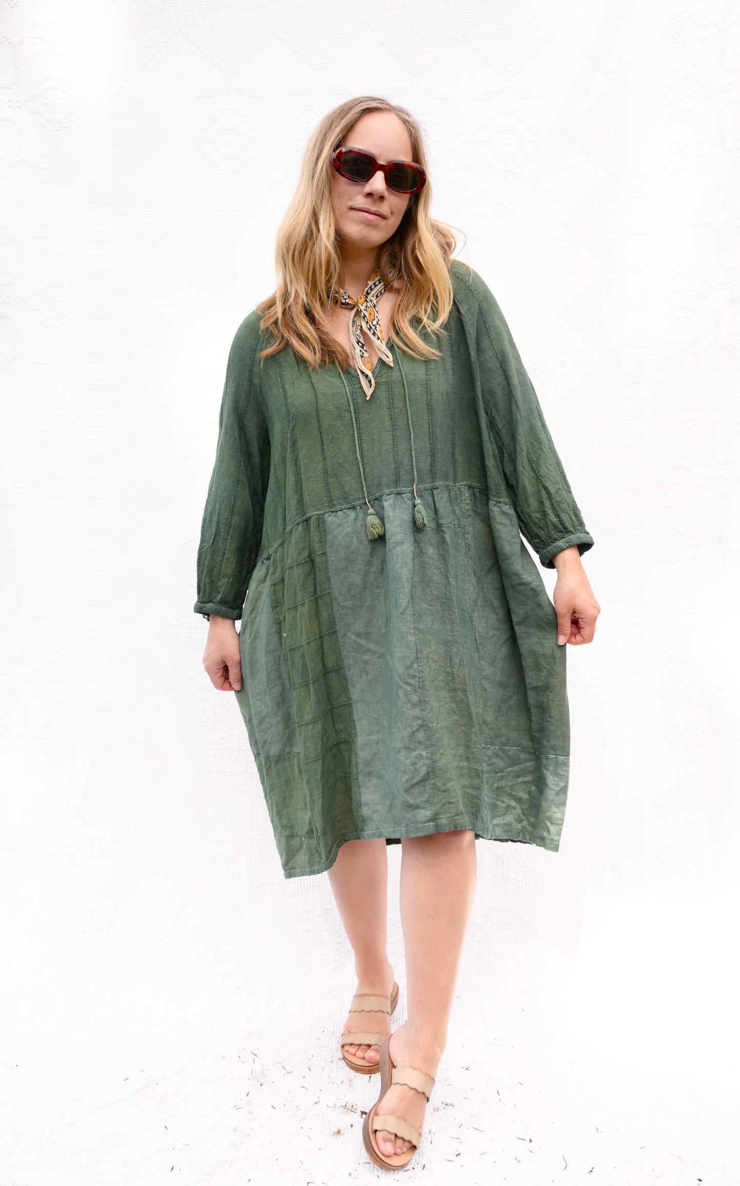 Vintage Linens Dress in Forest Overdye #3