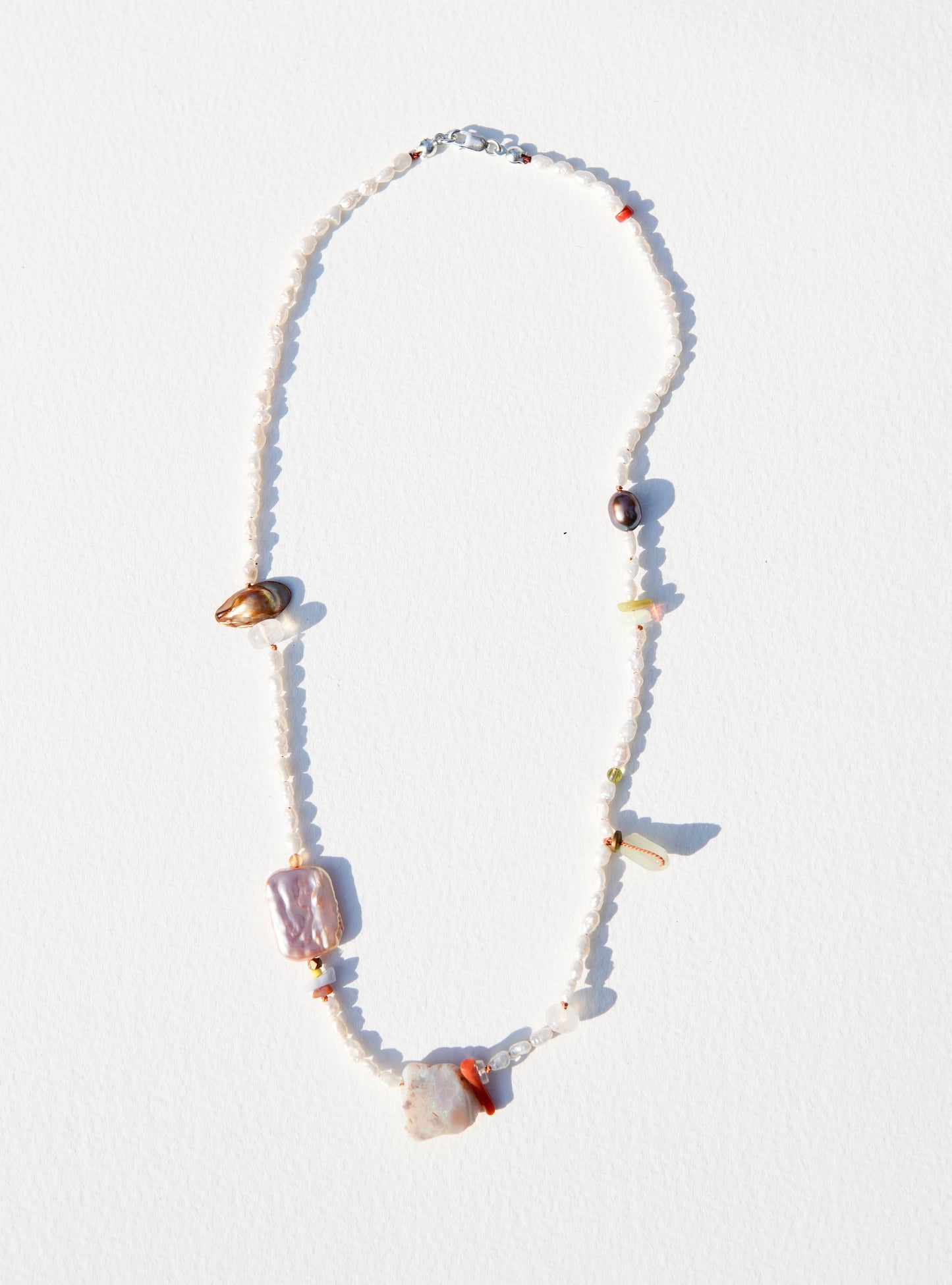 Raw Opal and Seed Pearl Necklace