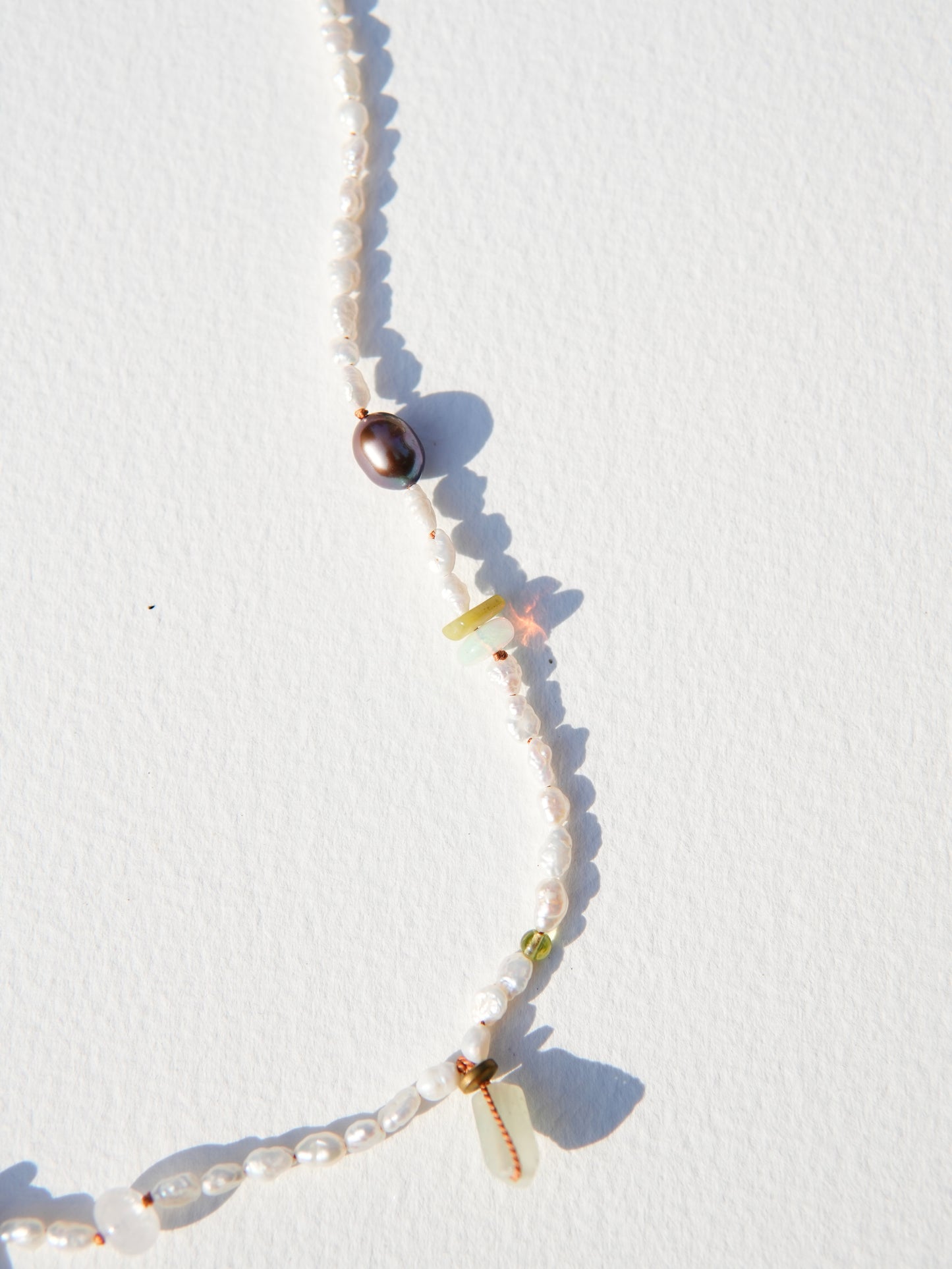 Raw Opal and Seed Pearl Necklace