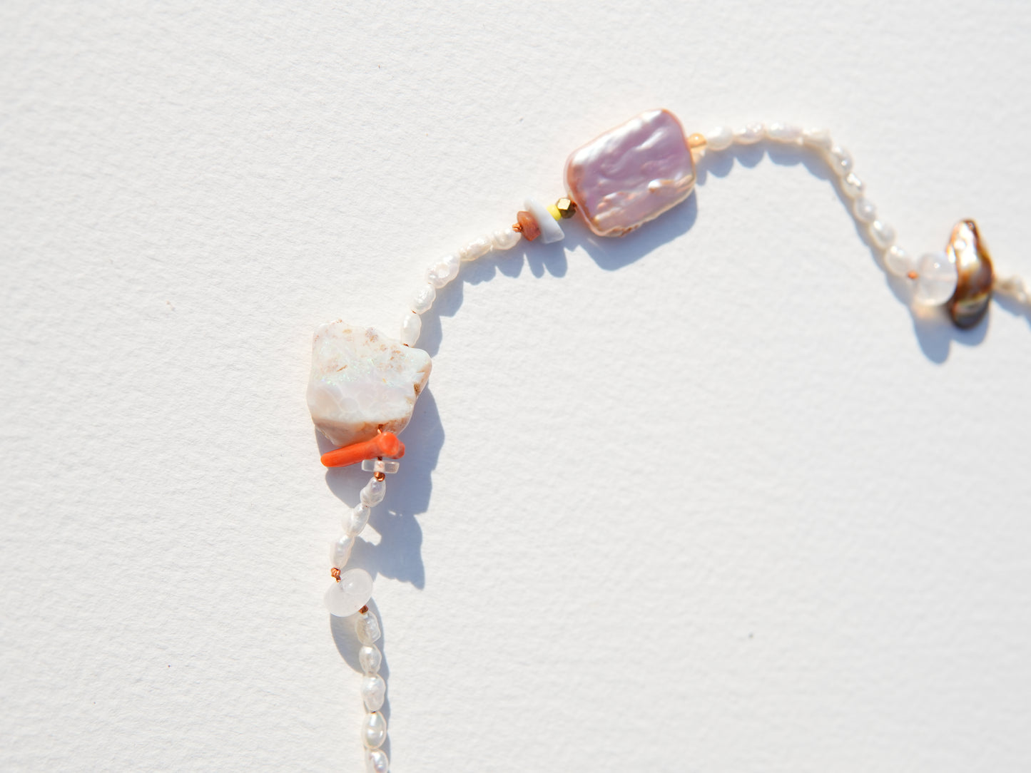 Raw Opal and Seed Pearl Necklace