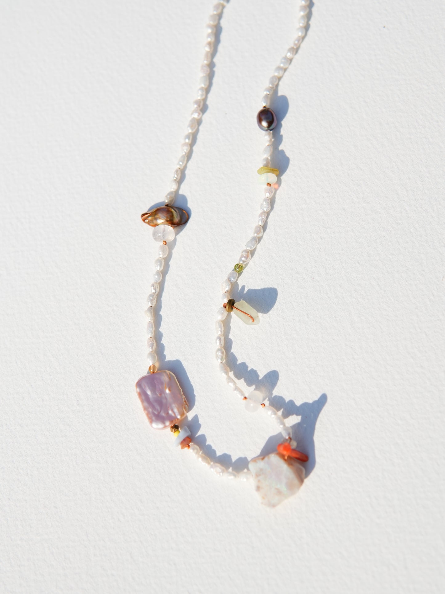 Raw Opal and Seed Pearl Necklace