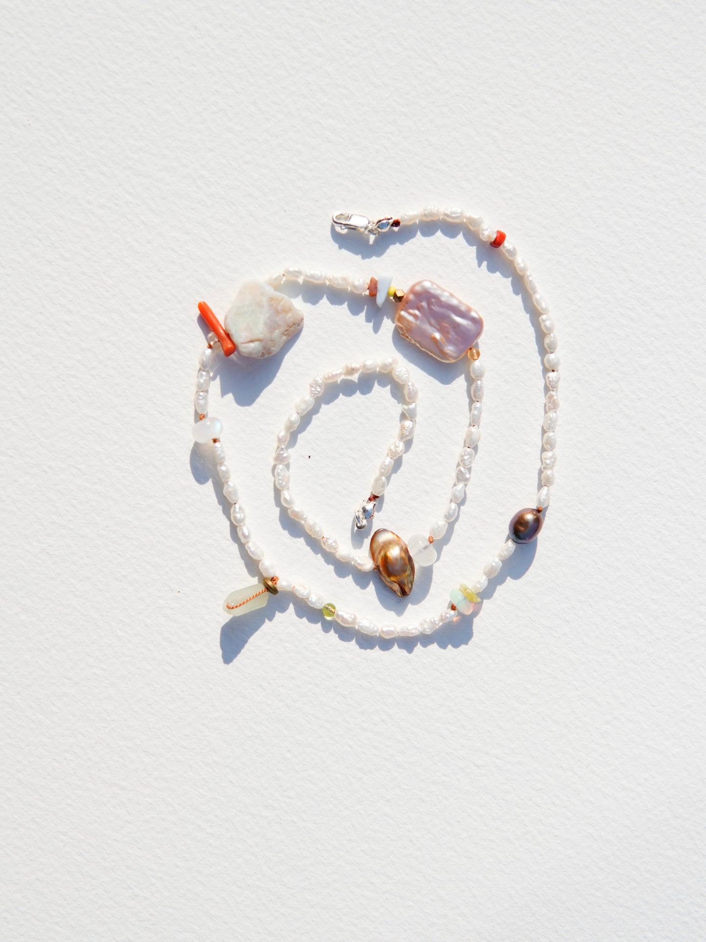 Raw Opal and Seed Pearl Necklace