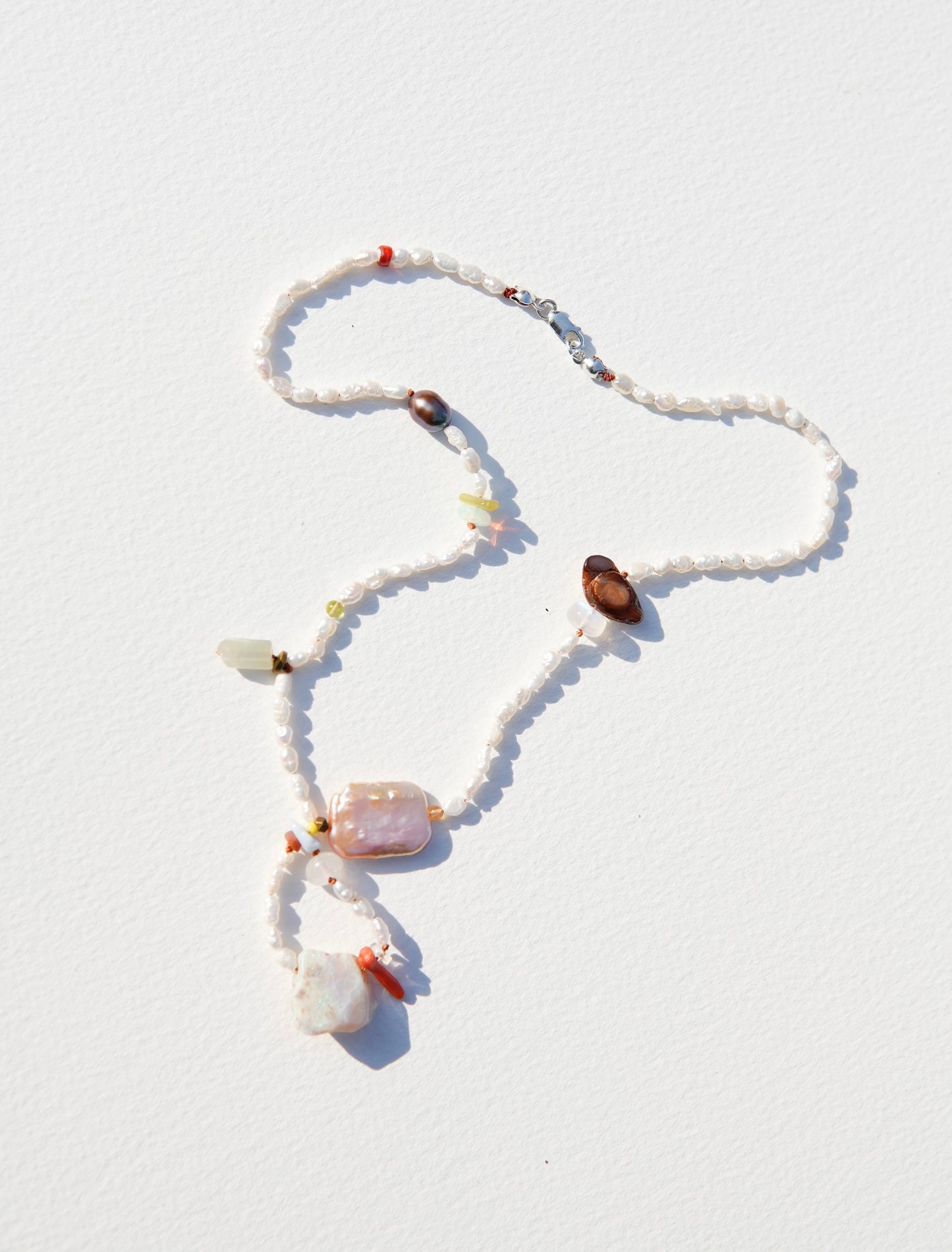 Raw Opal and Seed Pearl Necklace