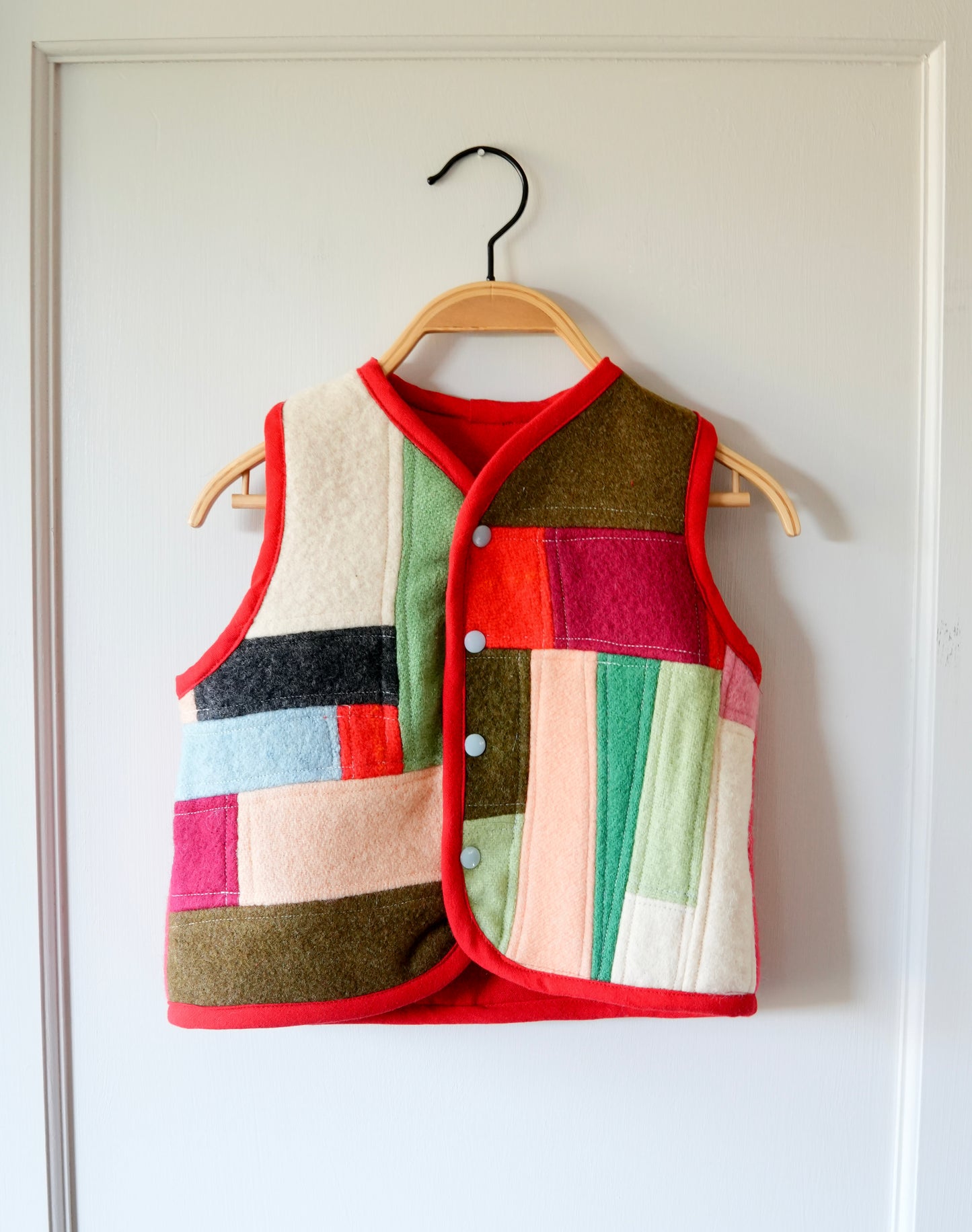 Wool Patchwork Vest (2/3Y) *reversible*