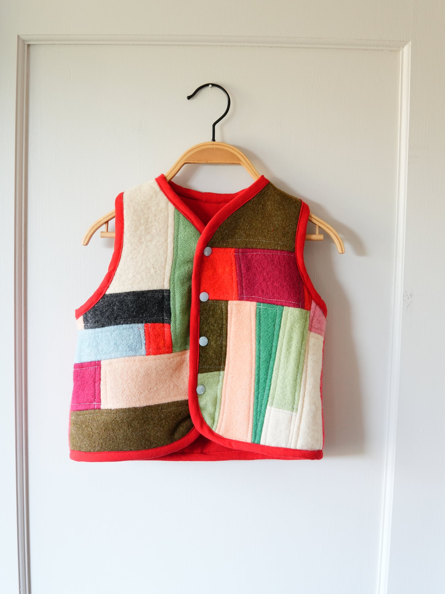 Wool Patchwork Vest (2/3Y) *reversible*