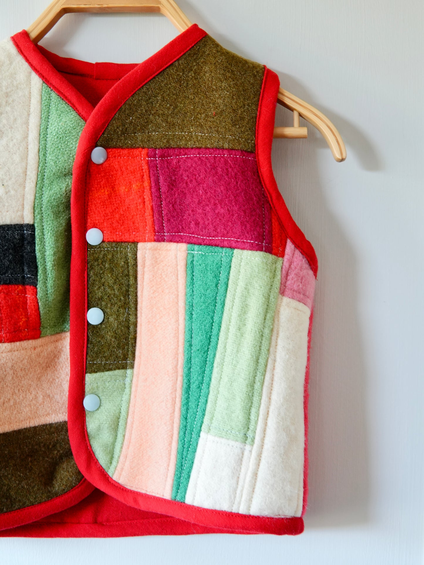 Wool Patchwork Vest (2/3Y) *reversible*
