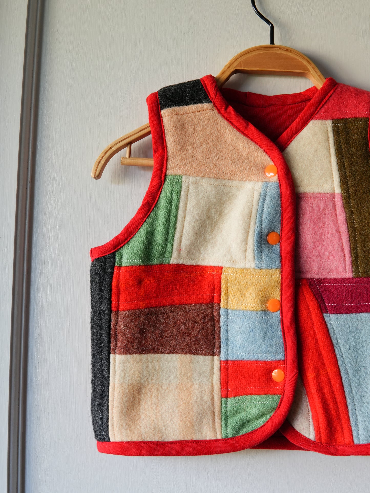 Wool Patchwork Vest (2/3Y) *reversible*