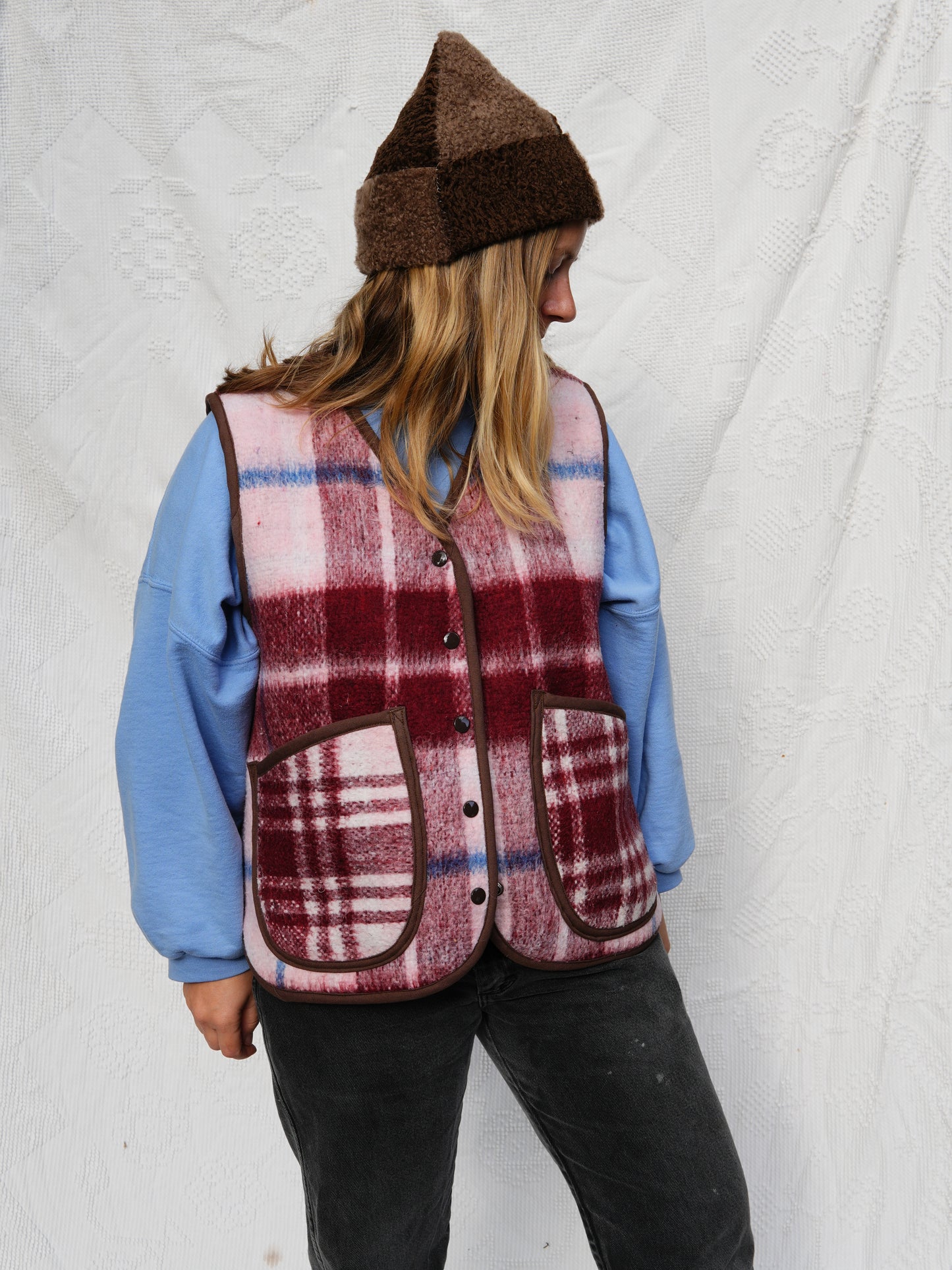 Maroon Plaid Vest (XL)