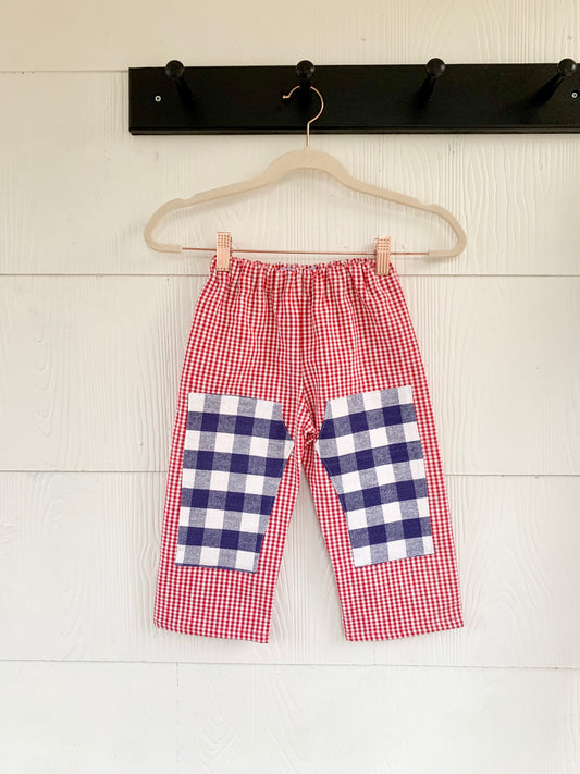Picnic Pants in Red and Blue Check (3T/4T)