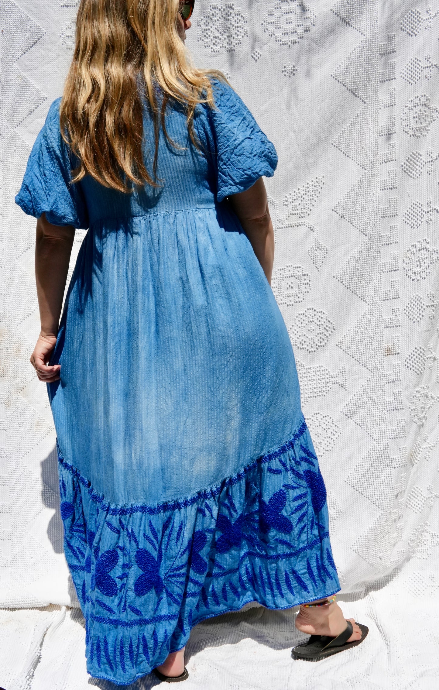 Indigo Overdyed Embroidered Dress