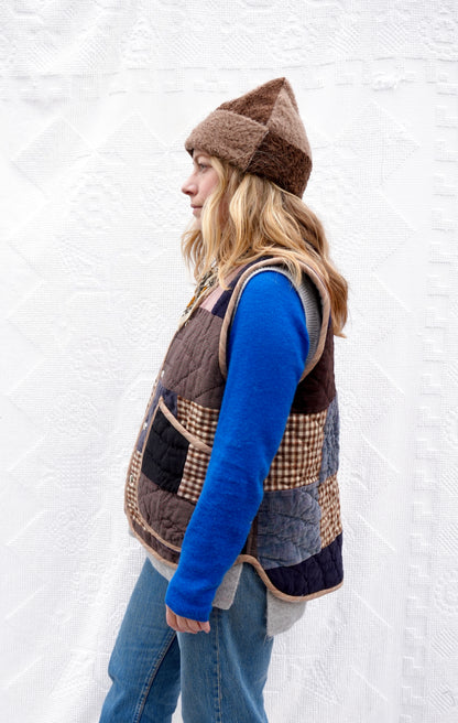 Wool Patchwork Quilt Vest (L)