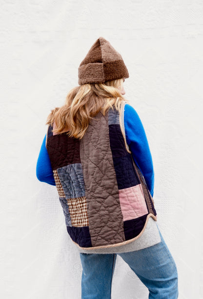 Wool Patchwork Quilt Vest (L)