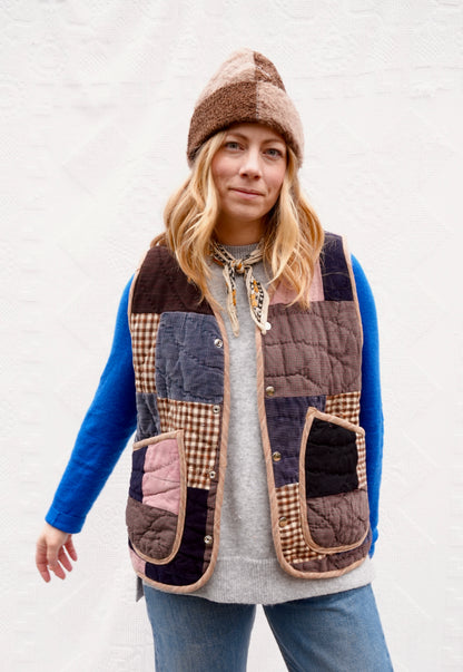 Wool Patchwork Quilt Vest (L)