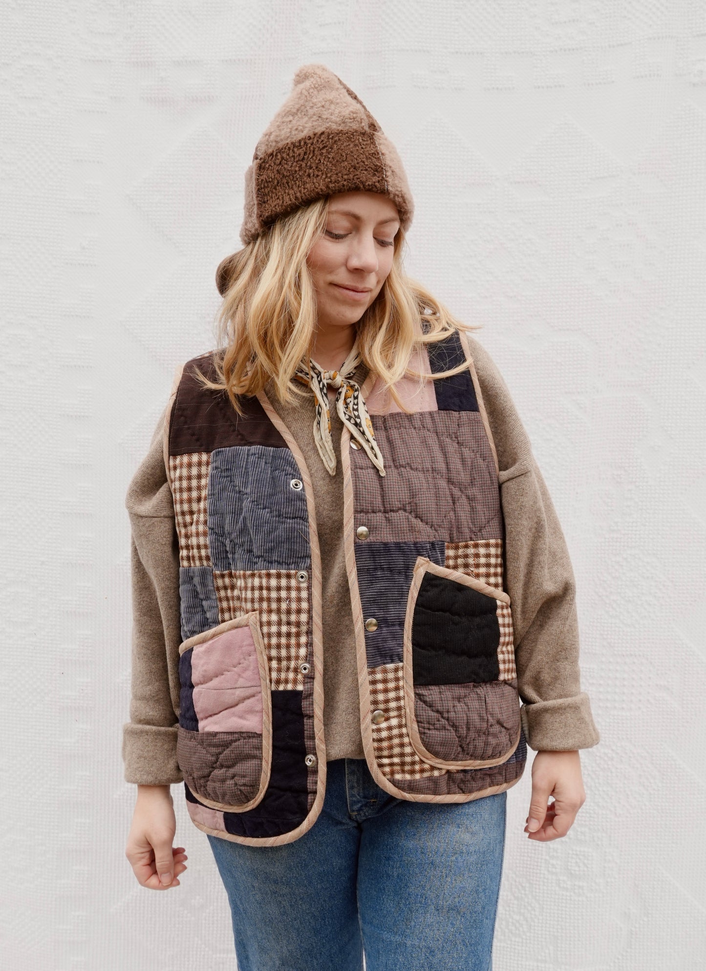 Wool Patchwork Quilt Vest (L)