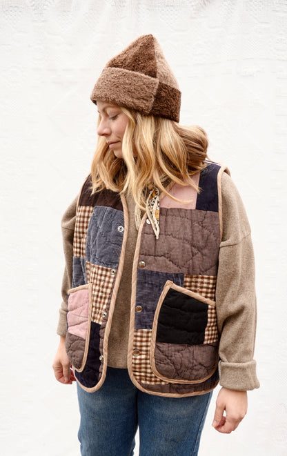 Wool Patchwork Quilt Vest (L)