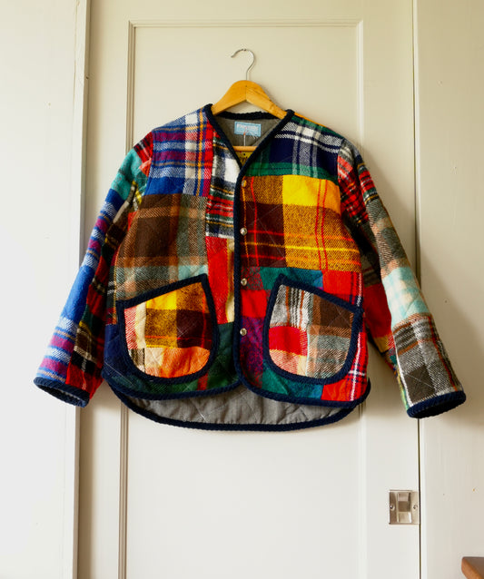 Patchy Plaid Liner Coat (S/M)