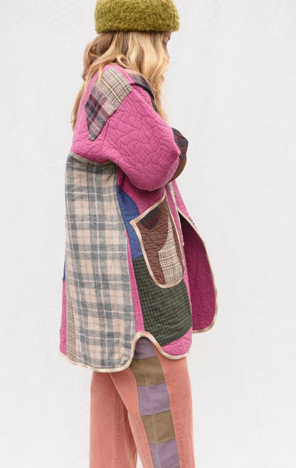 Colorblocked Long Liner Quilt Coat (M/L)