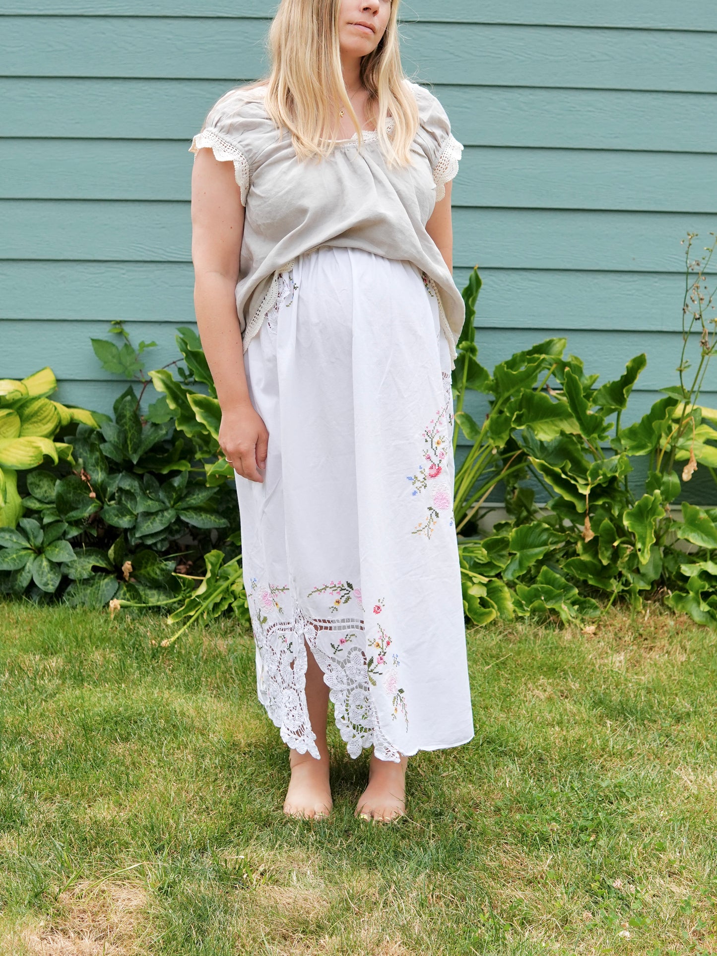 Embroidered Cotton Skirt #1 (S/M)