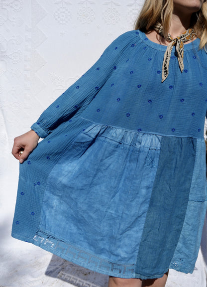 Vintage Linens Dress in Indigo Overdye #2