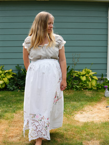 Embroidered Cotton Skirt #1 (S/M)