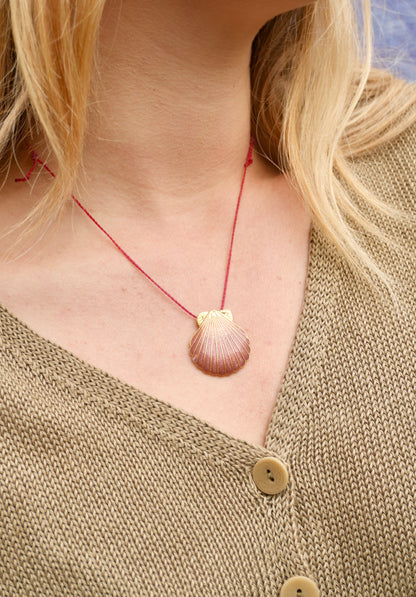 Red Cord with Enamel Shell