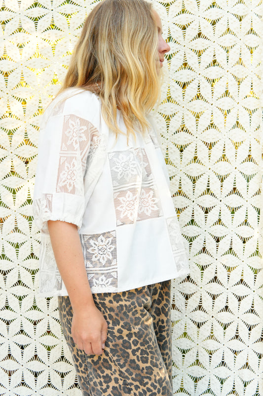 Lace/Cotton Blouse (S/L)