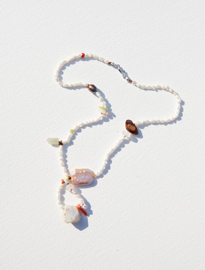 Raw Opal and Seed Pearl Necklace
