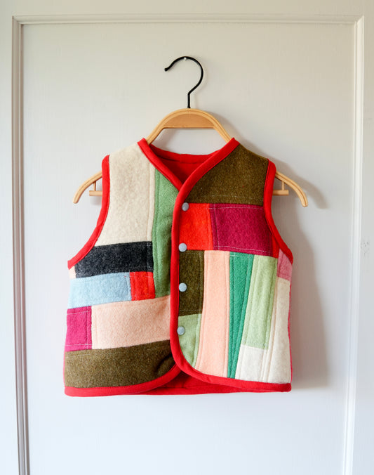 Wool Patchwork Vest (2/3Y) *reversible*