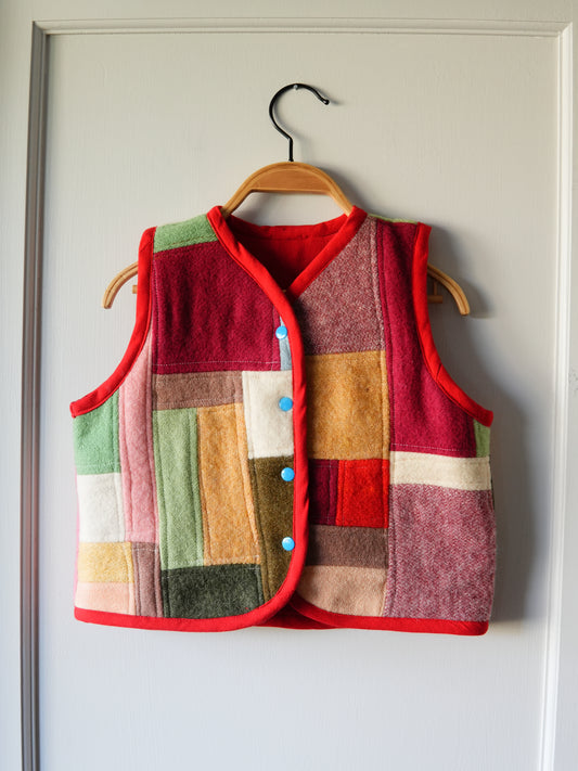 Wool Patchwork Vest (4/5y) *reversible*
