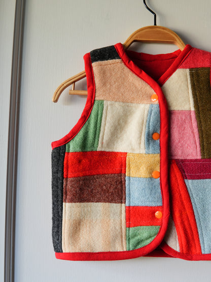 Wool Patchwork Vest (2/3Y) *reversible*