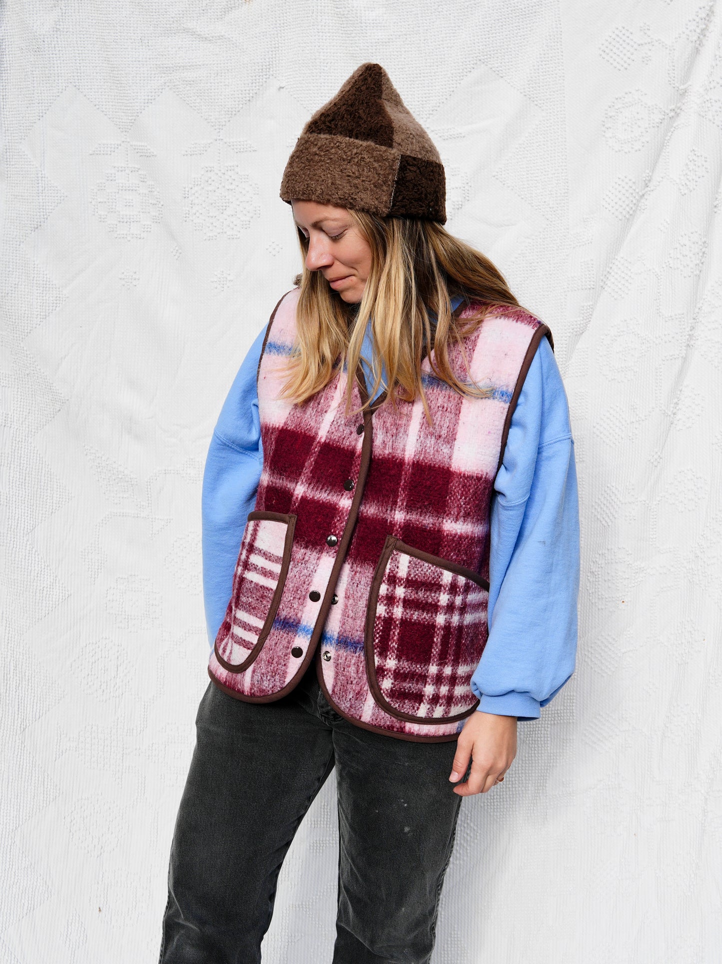 Maroon Plaid Vest (XL)