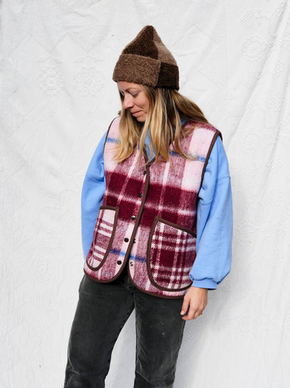 Maroon Plaid Vest (XL)