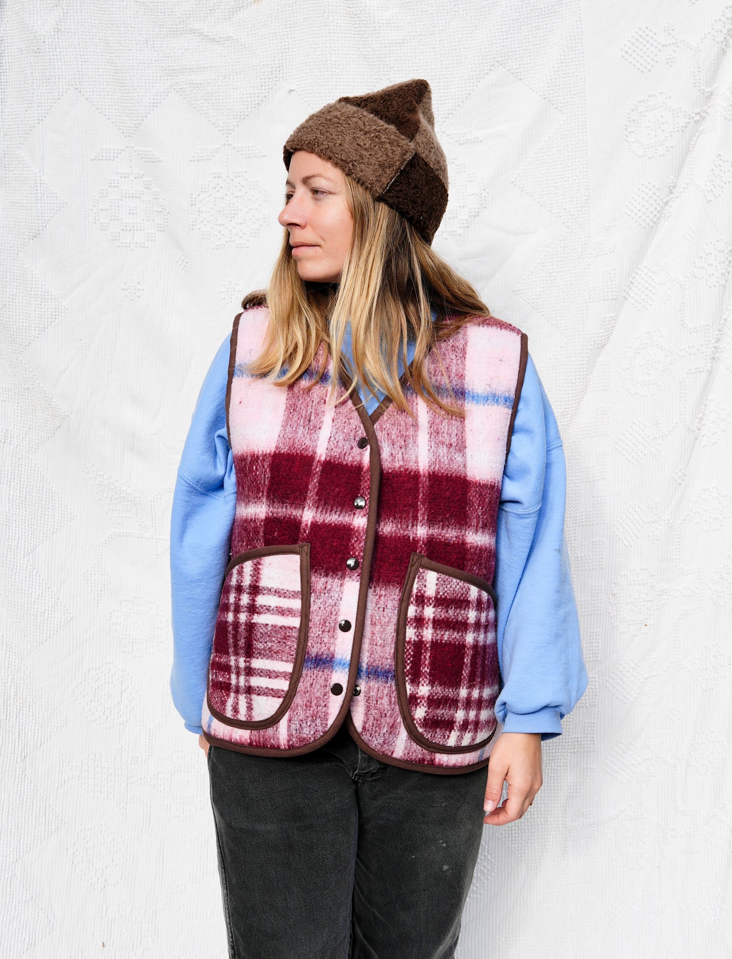 Maroon Plaid Vest (XL)