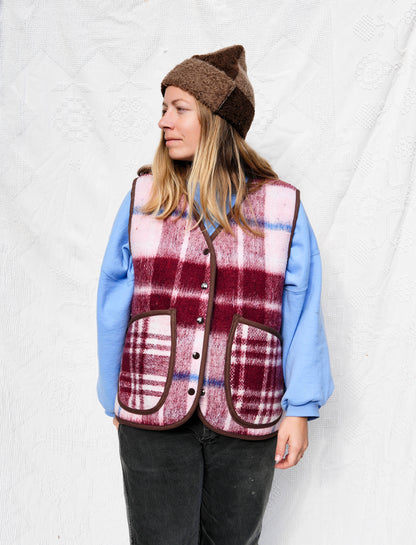 Maroon Plaid Vest (XL)
