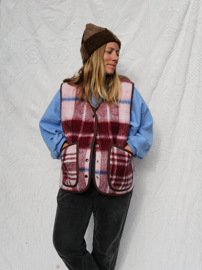 Maroon Plaid Vest (XL)