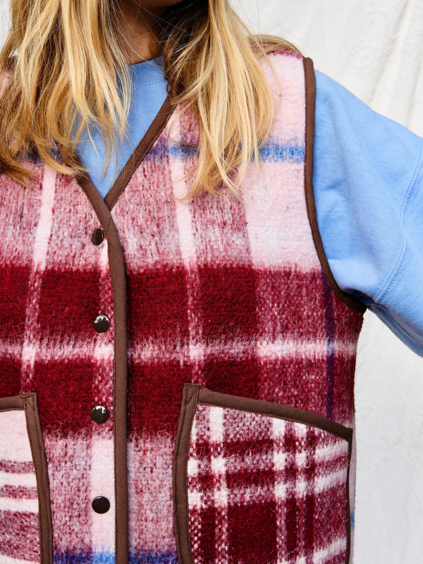 Maroon Plaid Vest (XL)