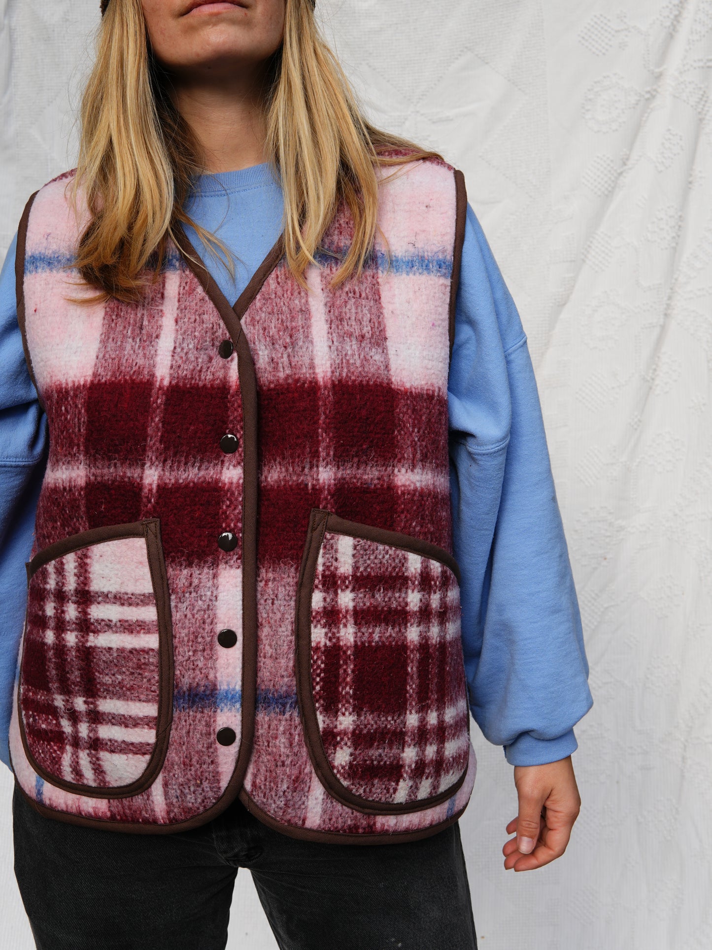 Maroon Plaid Vest (XL)