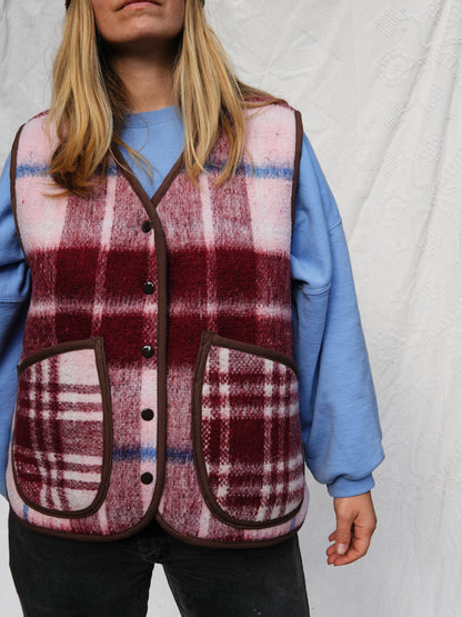 Maroon Plaid Vest (XL)