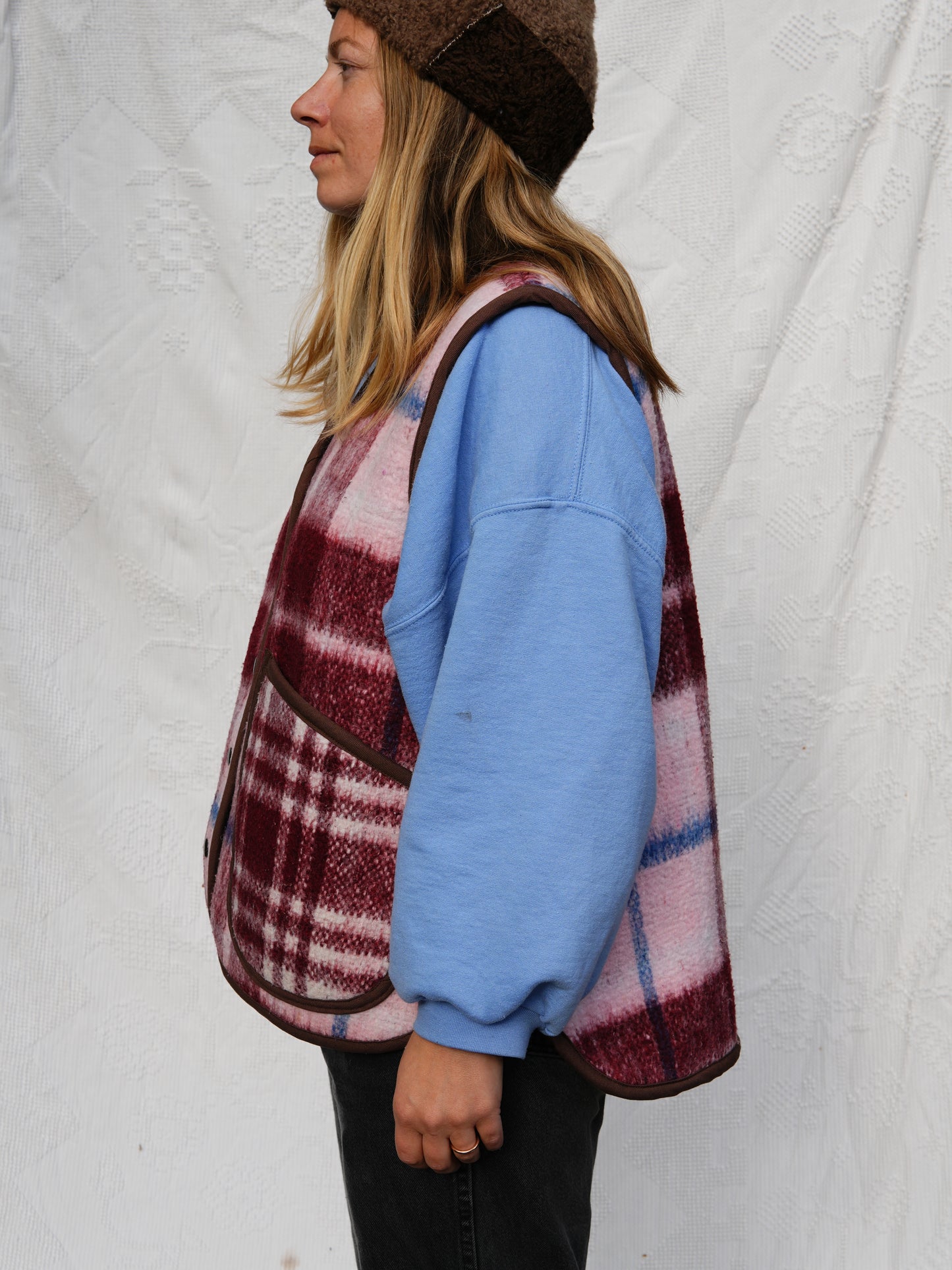 Maroon Plaid Vest (XL)