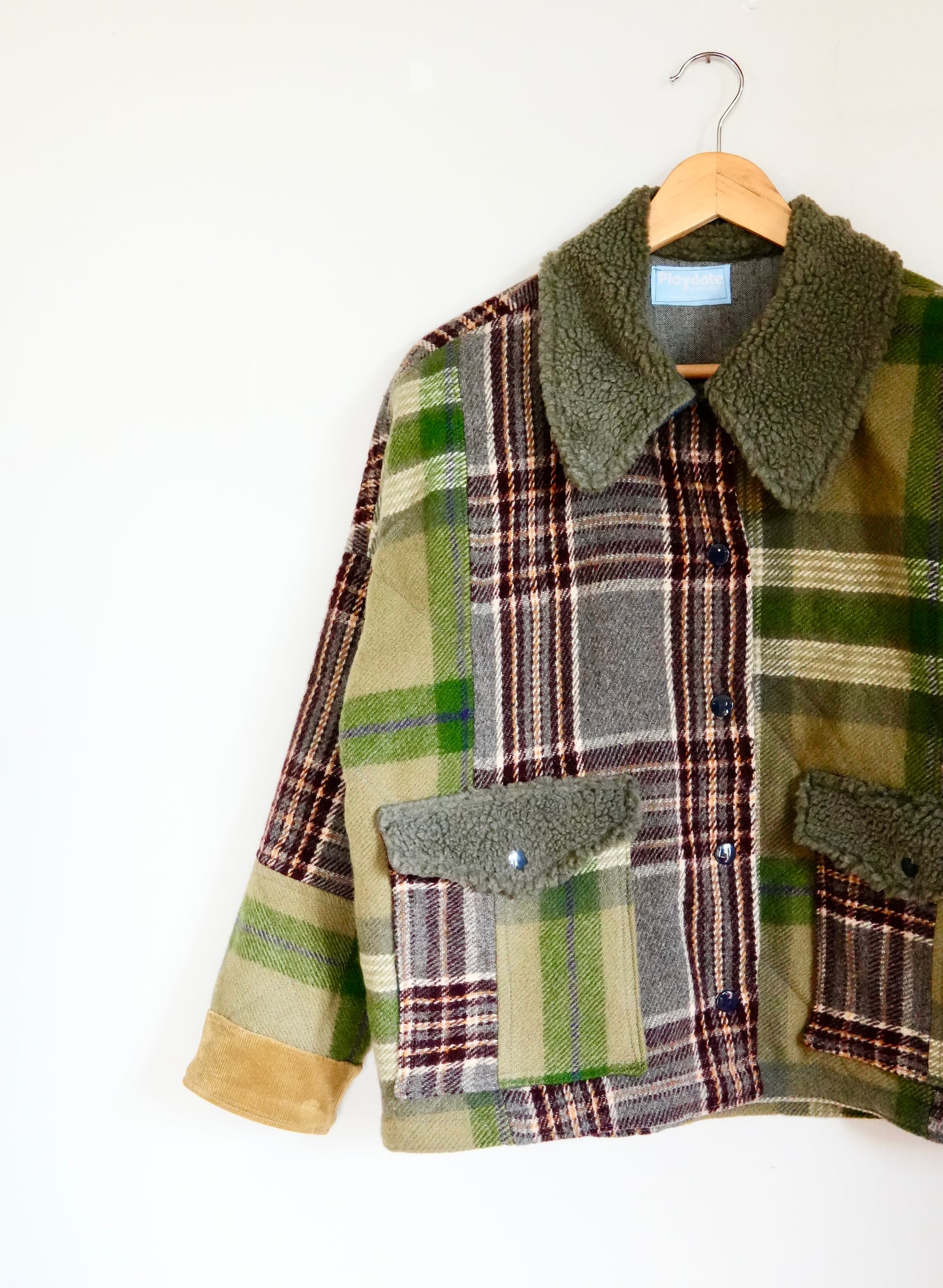 Mixed Plaid Wool Coat (S/M))