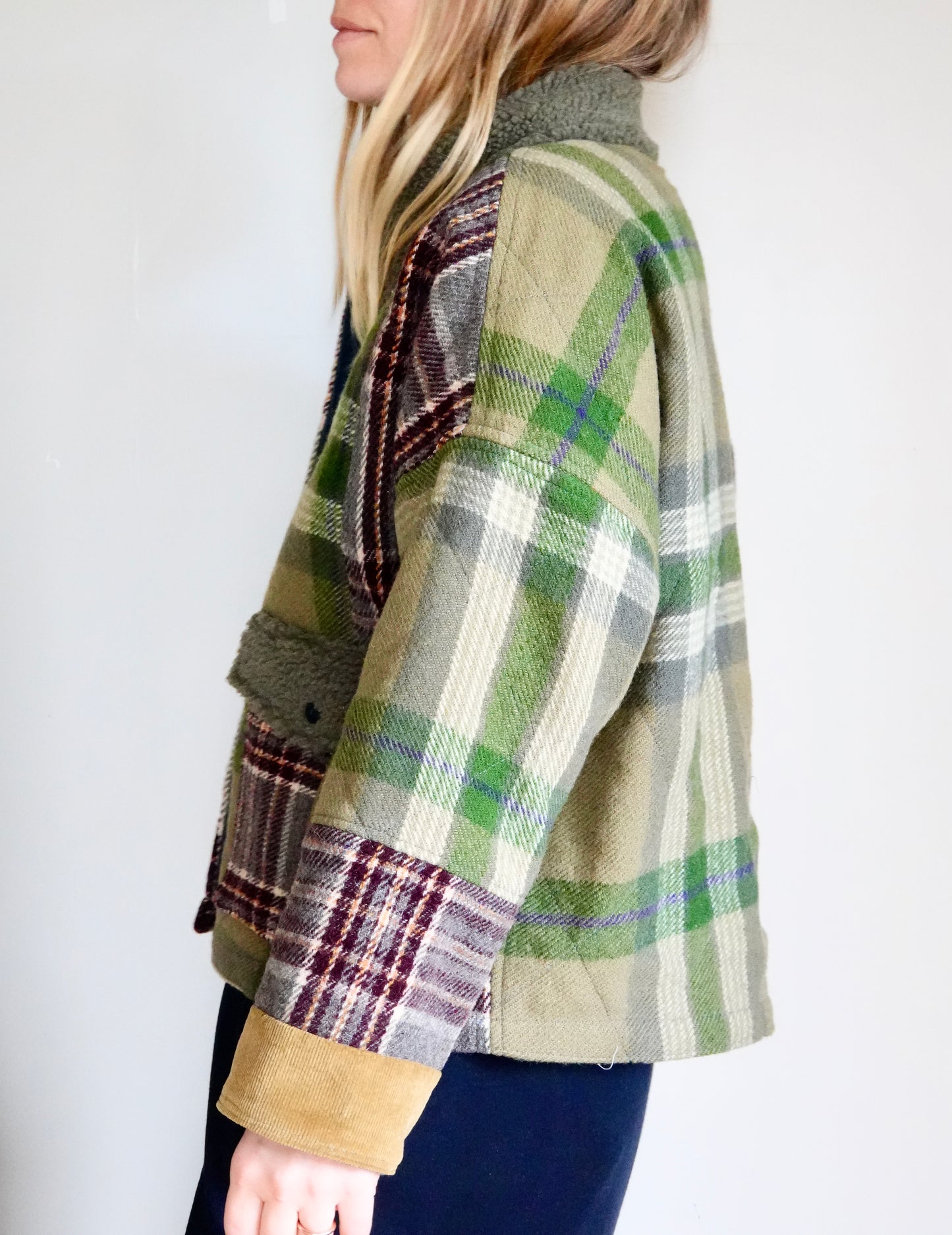 Mixed Plaid Wool Coat (S/M))