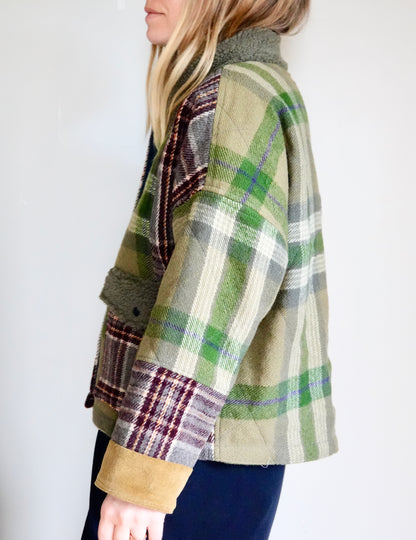 Mixed Plaid Wool Coat (S/M))